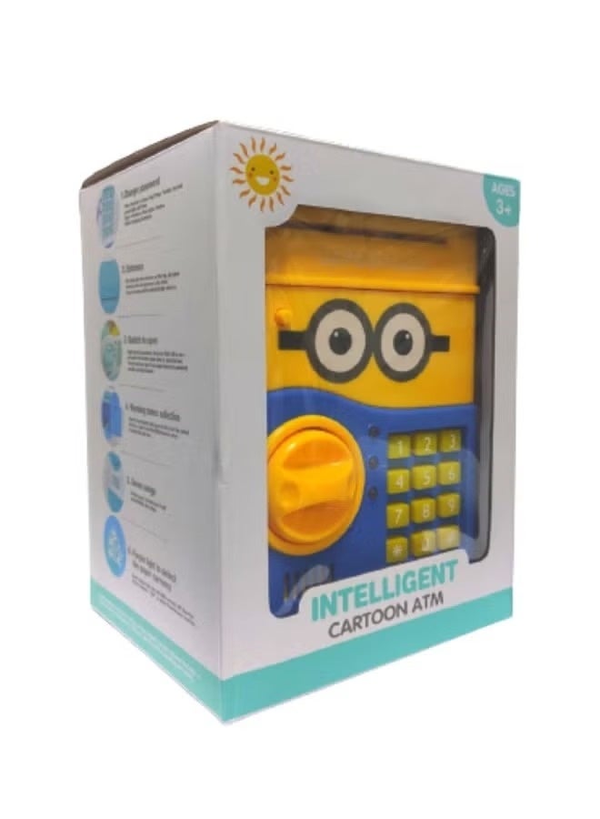 Cartoon Large Capacity Creative Minion ATM Piggy Bank – Cartoon Safe Box with Animation, 15×20×14 cm Money Savings Box - Image 1