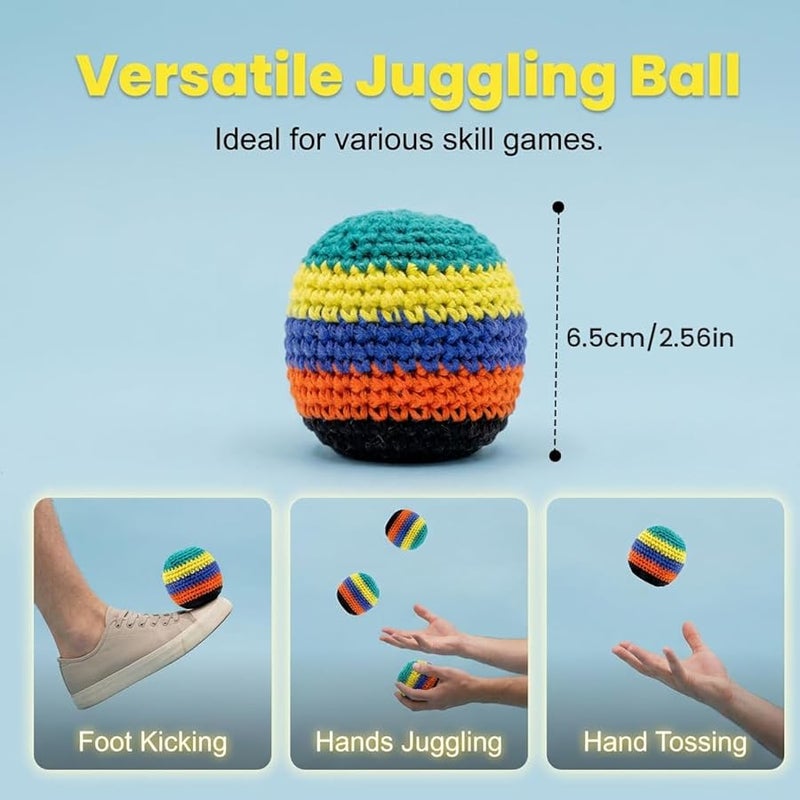2026 New Hand-Made Knitted Footbag, Assorted Foot Bag Crochet Foot Bags for Adults, Colorful Juggling Balls for Beginners - Image 5