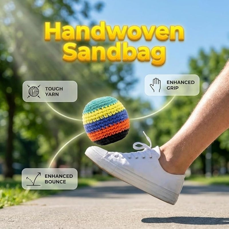 2026 New Hand-Made Knitted Footbag, Assorted Foot Bag Crochet Foot Bags for Adults, Colorful Juggling Balls for Beginners - Image 2