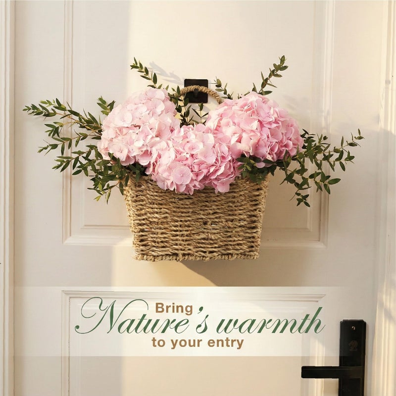 84ECO Set of 2 Wicker Hanging Basket for Organizing, Front Door, Mail, Flowers - Woven Wall Baskets for Storage (Seagrass) - Image 2