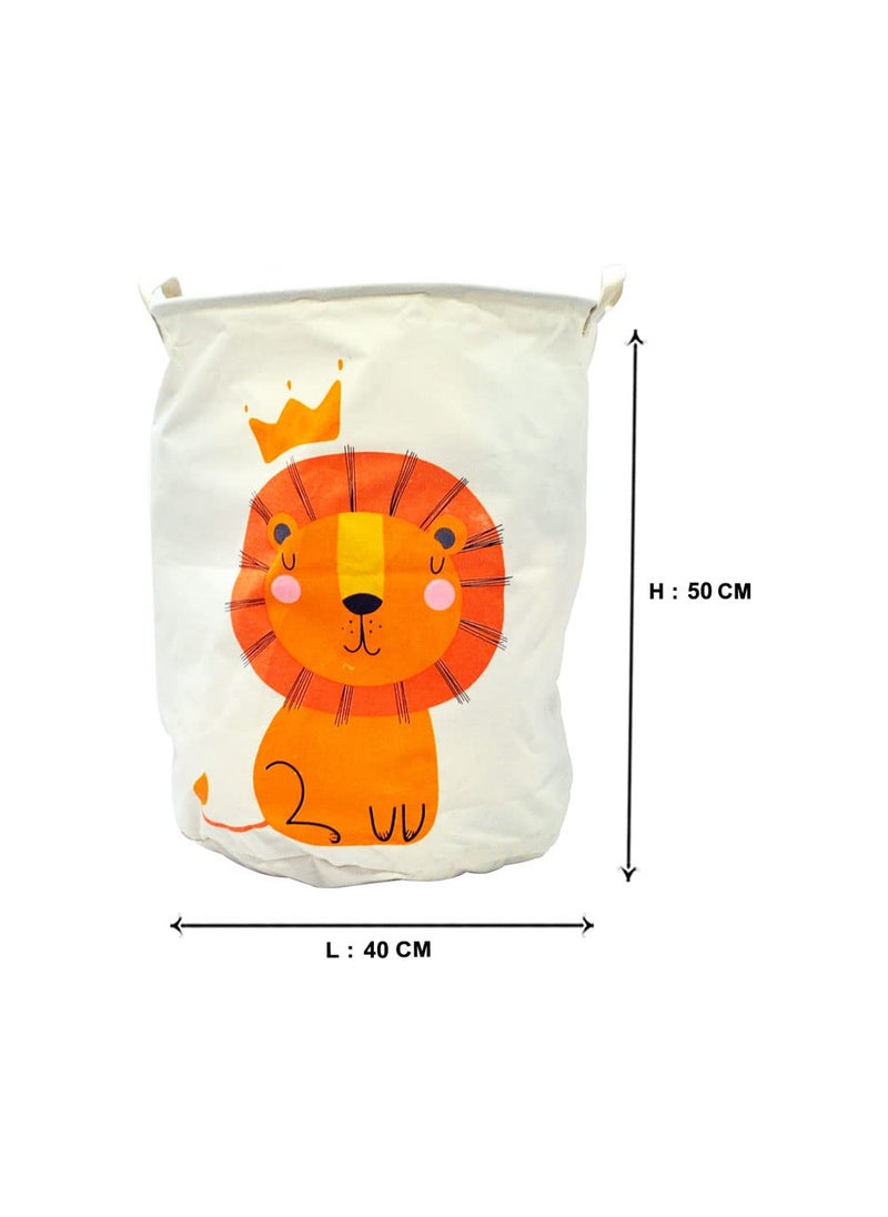EZ Life - EZ Life Loving Lion - White, Orange Laundry Basket/Kids Toys Basket (40 x 50 cms) - 1 Pc - Image 1