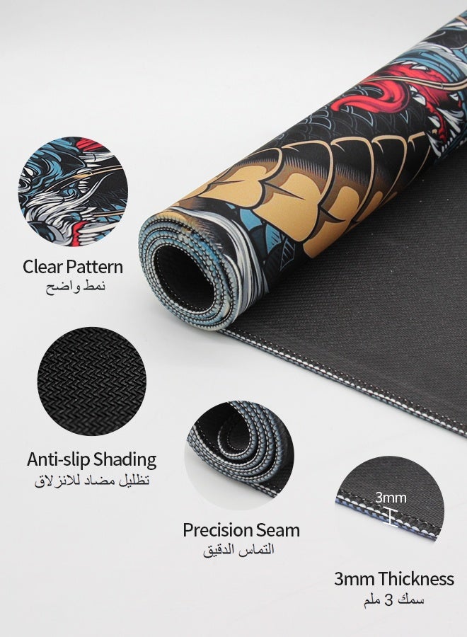 Large Mouse Pad Extended Mouse Pad Non-Slip Rubber Base Gaming Office Desk Mat Desk Smooth Cloth Surface Keyboard Dragon - Image 5