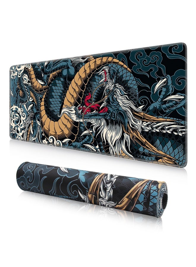 Large Mouse Pad Extended Mouse Pad Non-Slip Rubber Base Gaming Office Desk Mat Desk Smooth Cloth Surface Keyboard Dragon - Image 1