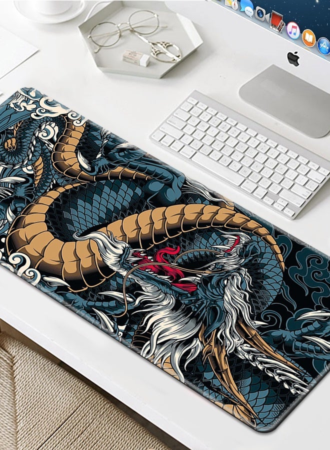 Large Mouse Pad Extended Mouse Pad Non-Slip Rubber Base Gaming Office Desk Mat Desk Smooth Cloth Surface Keyboard Dragon - Image 3