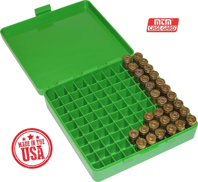 MTM 100 Round Flip-Top Ammo Box 40/45/10MM Cal (Green) - Image 2