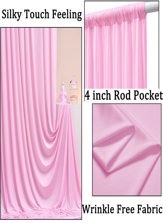 NSSONBEN 10ft x 10ft Wrinkle Free Pink Backdrop Curtains for Parties, Polyester Baby Pink Backdrop Drapes 2 Panels 5x10ft for Wedding Girl Birthday Party Photography Background - Image 2