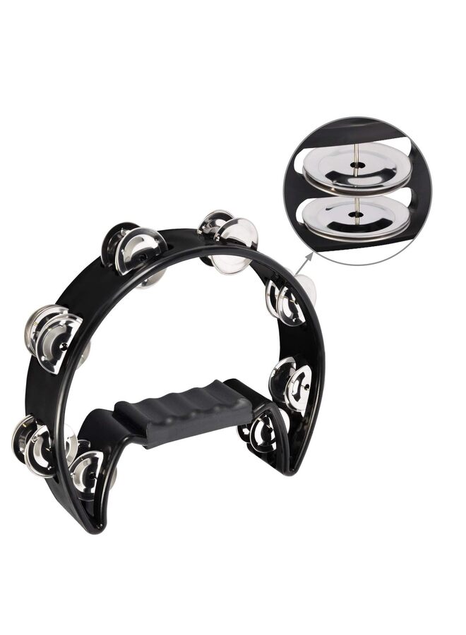 Tambourine,Metal Jingles Hand Held Percussion Half-Moon Tambourine and Egg Shakers for Kids, Adults, KTV, Party BLACK - Image 4