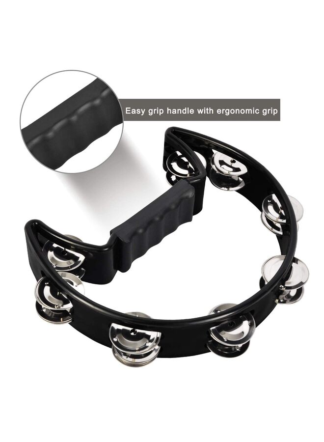 Tambourine,Metal Jingles Hand Held Percussion Half-Moon Tambourine and Egg Shakers for Kids, Adults, KTV, Party BLACK - Image 2