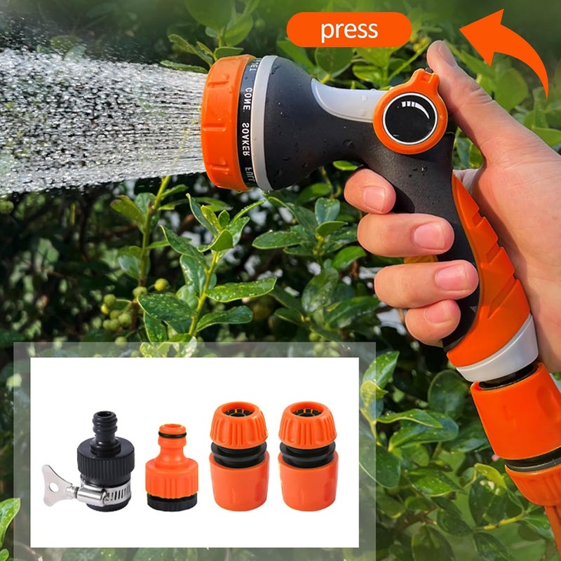 Oonkaf Garden Hose Nozzle, With 4 Adapters Multi Garden Hose Spray Gun,10 Watering Patterns High Pressure Nozzle Sprayer for Watering Lawn, Car Washing, Cleaning, Pets Wash - Image 5