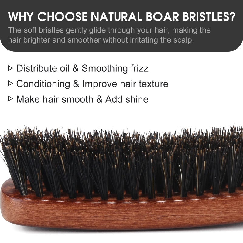 BESTOOL Hair Brush, Boar Bristle Brush For Women Men, for Detangling & Styling, Natural Bristle Brush For Thin, Fine Hair - Image 2