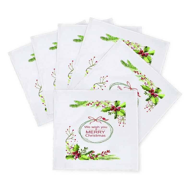 Khakee 6 Pcs Christmas Theme Silk Table Napkins 10x 10 for Xmas Decoration Christmas OrnamentsChristmas Giftxmas21774 - Image 2