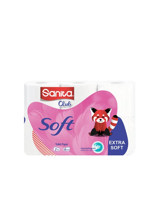 Sanita Club 220 Sheet Toilet Tissue 6 Soft Rolls 