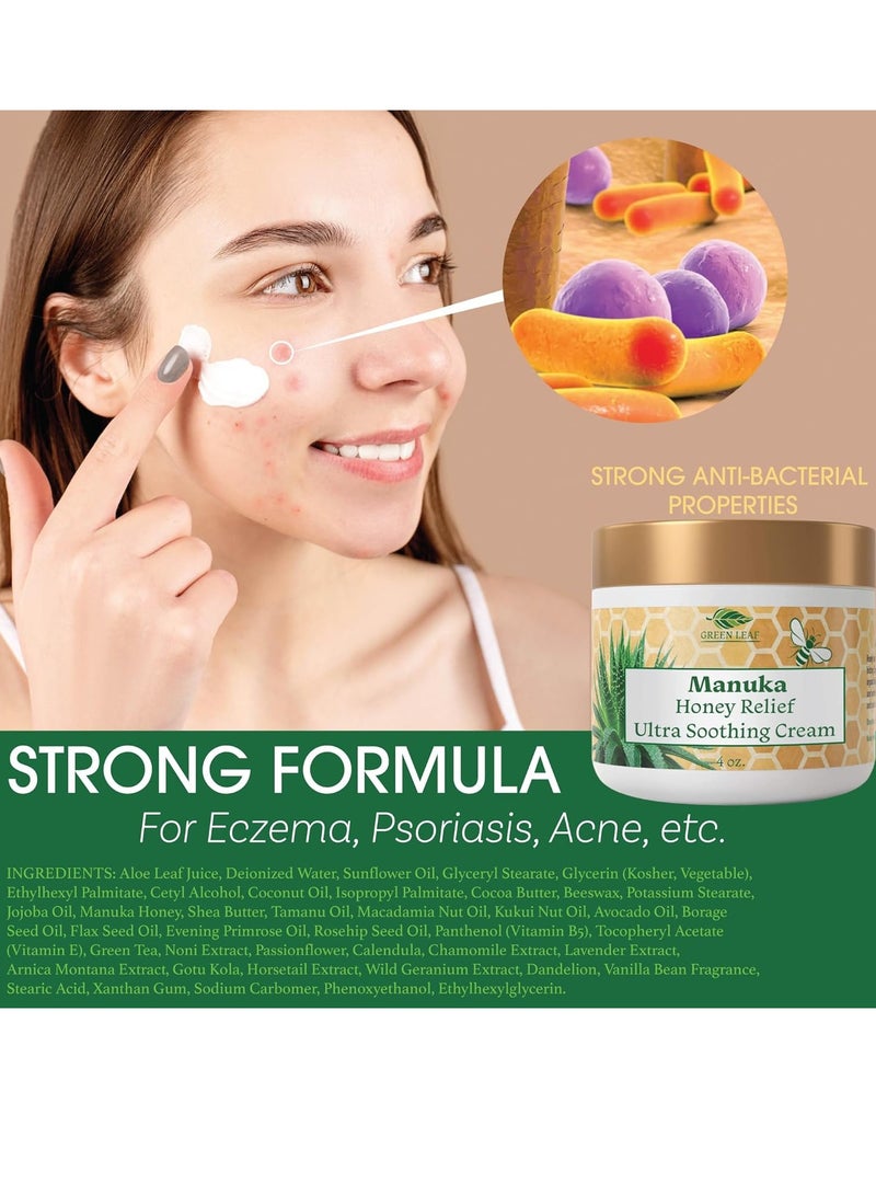 Green Leaf Naturals Green Leaf Naturals - Manuka Honey Face Cream - 8oz -Aloe Vera - Jojoba Oil Infused - Body Cream - Gluten Free Moisturizer for Kids & Adults - Nourishing Skin Care - Image 3