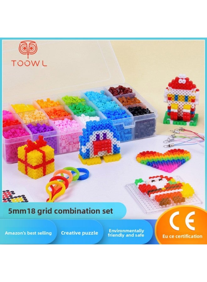 Children's Educational Toys 5mm Patchwork Doudou Suit DIY Three-dimensional Puzzle 18-color Fusion Bean Wholesale-Color:Pinduodou 18 Grid Suit - Image 2