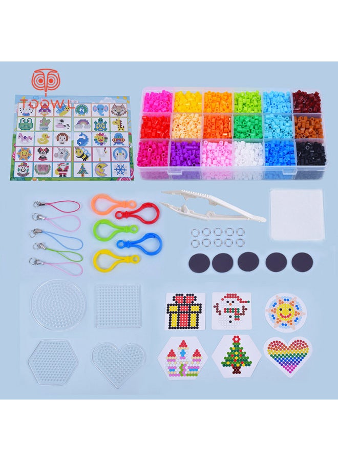 Children's Educational Toys 5mm Patchwork Doudou Suit DIY Three-dimensional Puzzle 18-color Fusion Bean Wholesale-Color:Pinduodou 18 Grid Suit - Image 1