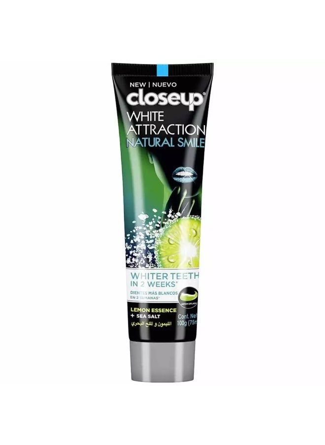 Closeup - Close Up White Attraction Natural Smile Toothpaste With Lemon essence and Sea Salt - 75ml - Image 1