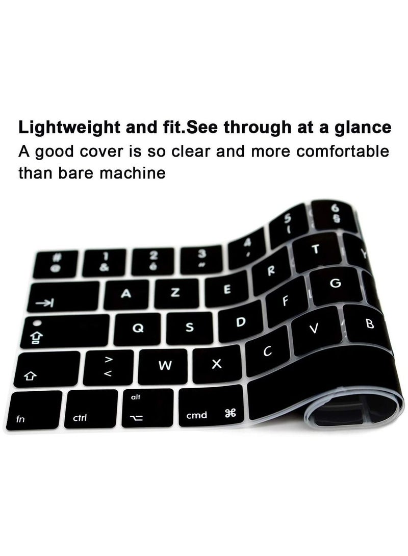 AMM Ultra Thin French Premium Silicone Skin Keyboard Protector for Apple MacBook Pro with Touch Bar 13" 15" Model A1706/A1707/A1989/A1990/A2159 Release 2016/2017/2018/2019 UK Layout Black - Image 5
