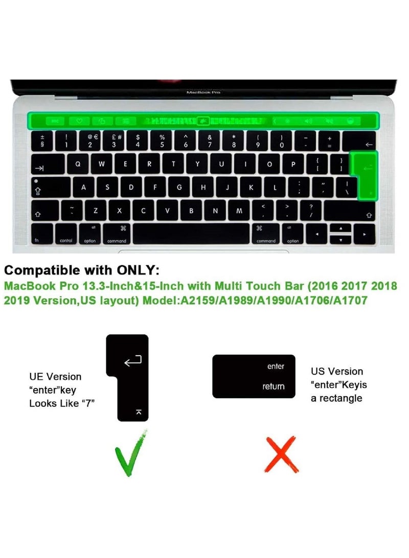 AMM Ultra Thin French Premium Silicone Skin Keyboard Protector for Apple MacBook Pro with Touch Bar 13" 15" Model A1706/A1707/A1989/A1990/A2159 Release 2016/2017/2018/2019 UK Layout Black - Image 2