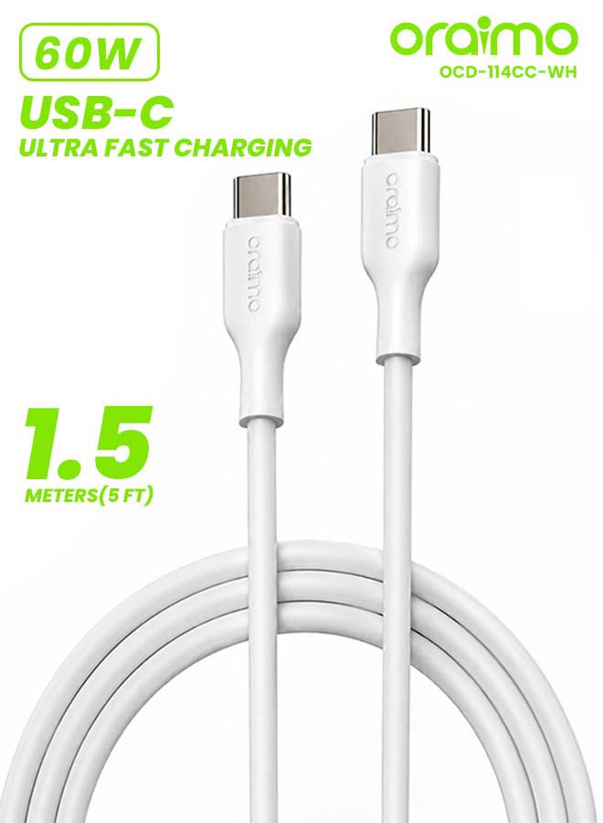 أورايمو كابل RobustLine 60W من نوع-C إلى نوع-C | 3A 1.5M - - Image 1