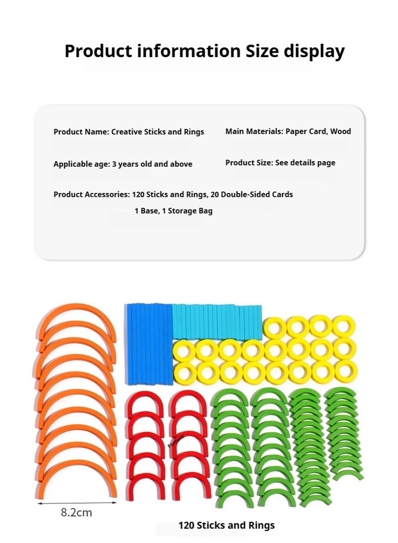 Children's early education wooden intellectual logic thinking training creative stick circular puzzle toy - Image 4