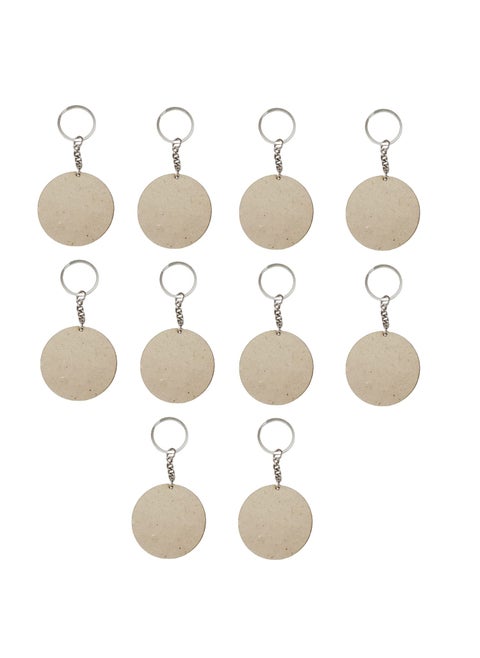 Maitri 10 Pcs Round Shape Key Chains with Ring 50 x 50 mm Mandala Art Suitable for Decoupage It is Suitable for All Type of Craft and Painting Activities