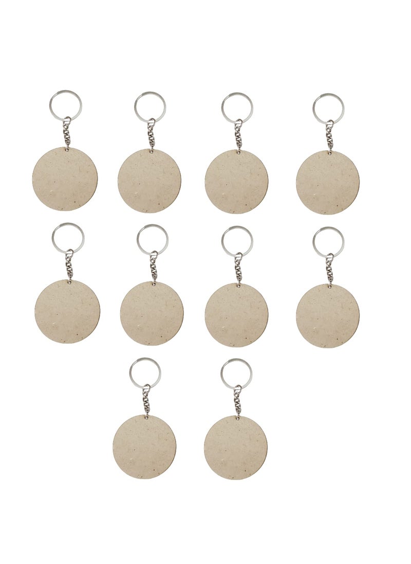 Maitri - Maitri 10 Pcs Round Shape Key Chains with Ring 50 x 50 mm Mandala Art Suitable for Decoupage It is Suitable for All Type of Craft and Painting Activities - Image 1