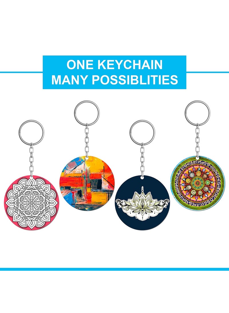 Maitri - Maitri 10 Pcs Round Shape Key Chains with Ring 50 x 50 mm Mandala Art Suitable for Decoupage It is Suitable for All Type of Craft and Painting Activities - Image 1