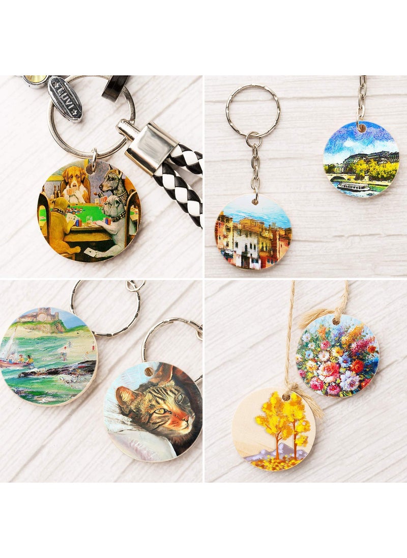 Maitri - Maitri 10 Pcs Round Shape Key Chains with Ring 50 x 50 mm Mandala Art Suitable for Decoupage It is Suitable for All Type of Craft and Painting Activities - Image 1