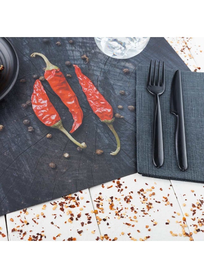 Restaurantware 15.7 Inch x 11 Inch Paper Placemats, 12 Semi Disposable Printed Table Mats - Rectangular, Stain Resistant, Hot Chilly Print Paper Placemats, Acrylic Vinyl Coating, Ample Space - Image 3