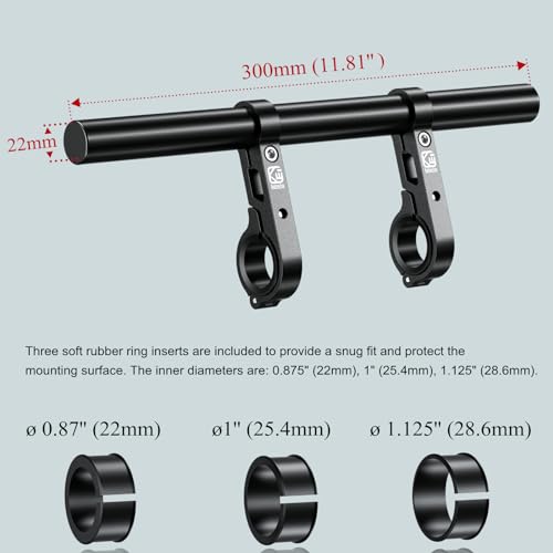BRCOVAN Aluminum Alloy Handlebar Extender Extensions with 11.81'' Long Cross Bar with Double Clamp Mounting Base Fit 0.875'' / 1'' / 1.125'' / 1.26'' Handlebars for Bike Bicycle Motorcycle Scooter ATV - Image 3