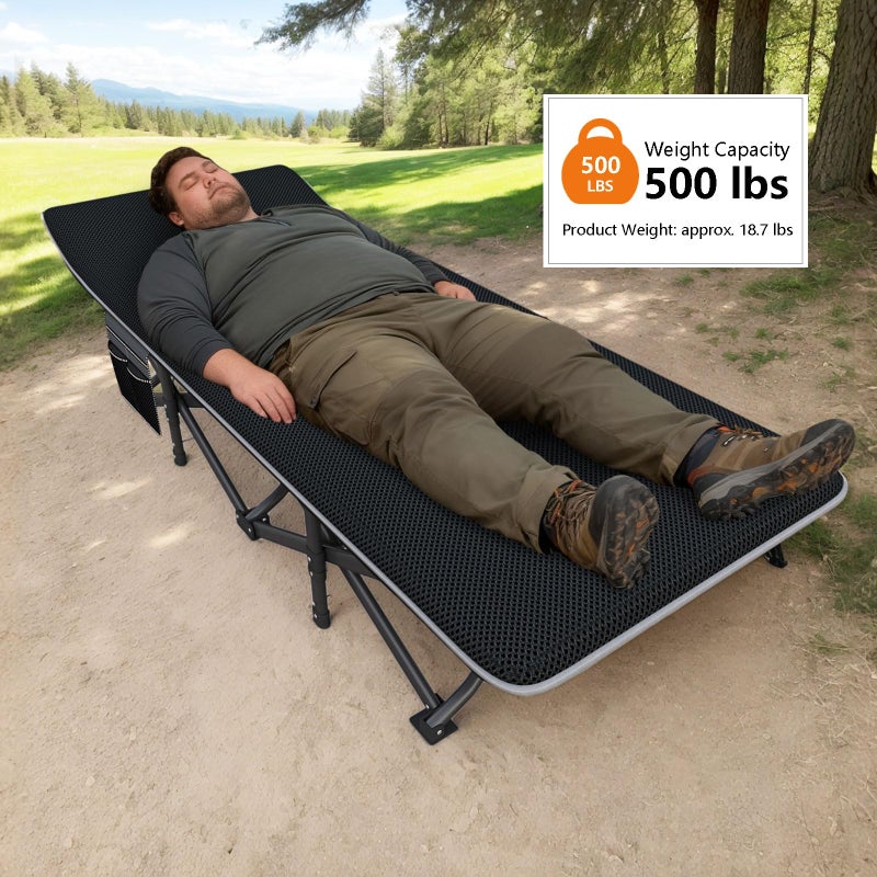 ATORPOK Oversized Camping Cot for Adults with Cushion Comfortable, Extra Wide 31.5'' Folding Bed for Sleeping, Lightweight Folding Bed with Carry Bag Supports 500 lbs - Image 2