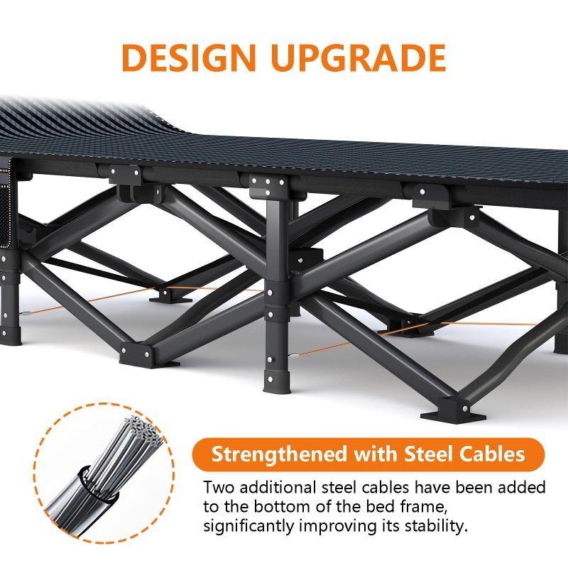 ATORPOK Oversized Camping Cot for Adults with Cushion Comfortable, Extra Wide 31.5'' Folding Bed for Sleeping, Lightweight Folding Bed with Carry Bag Supports 500 lbs - Image 5