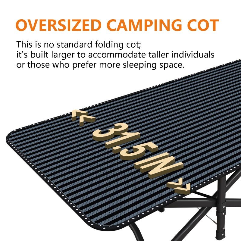ATORPOK Oversized Camping Cot for Adults with Cushion Comfortable, Extra Wide 31.5'' Folding Bed for Sleeping, Lightweight Folding Bed with Carry Bag Supports 500 lbs - Image 3