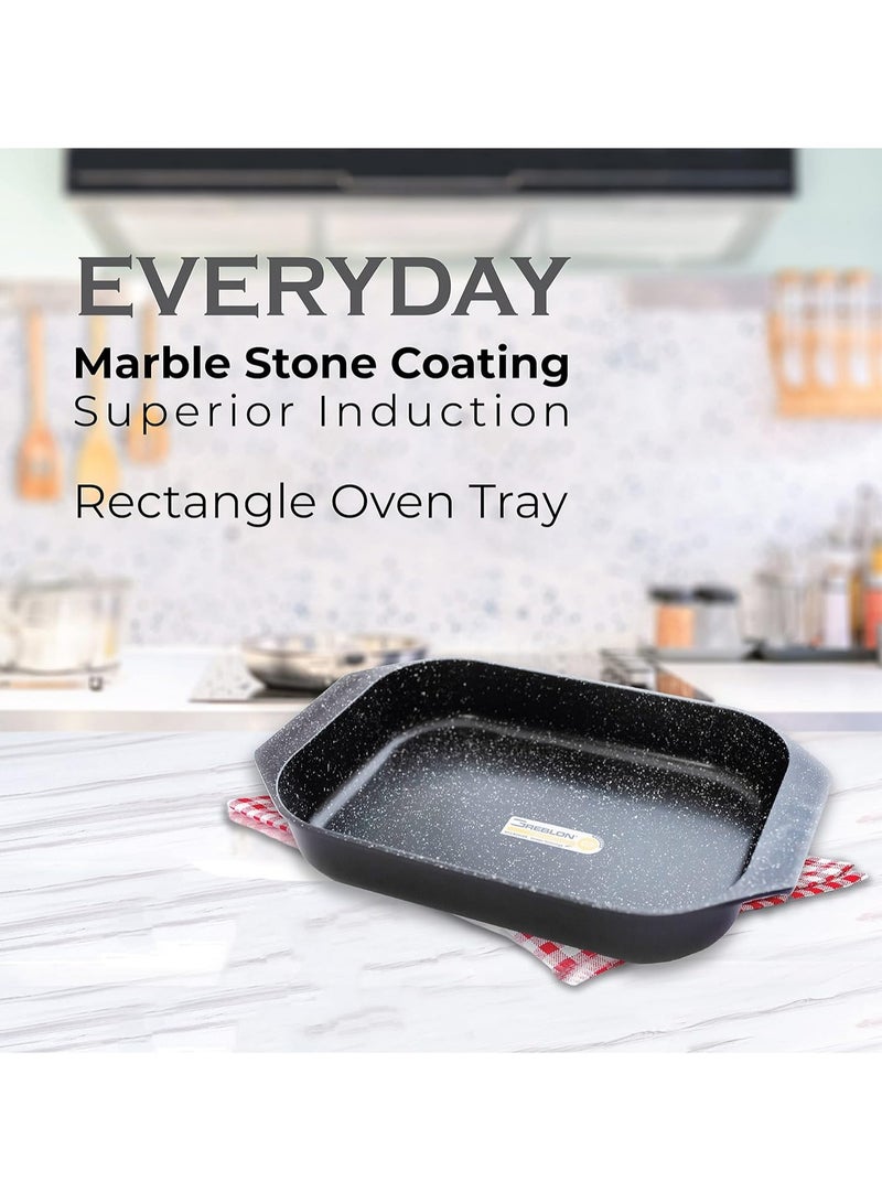 MULLER KITCHEN Rectangle Oven Tray 35cm 4.4L , Die-Cast Aluminum, German Non-Stick Marble Coating Technology, PFOA-Free, Suitable for Multiple Stoves - Image 2