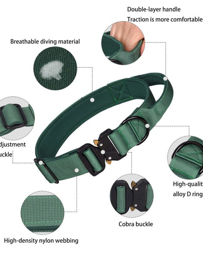 Aecllcea Tactical Dog Collar for Medium Large Dogs, Heavy Duty Dog Collars with Handle, Metal Buckle Dog Training Collar, Thick Dog Collar for Male, Large Dog Collar, Military Dog Collar. (XL, Khaki) - Image 3