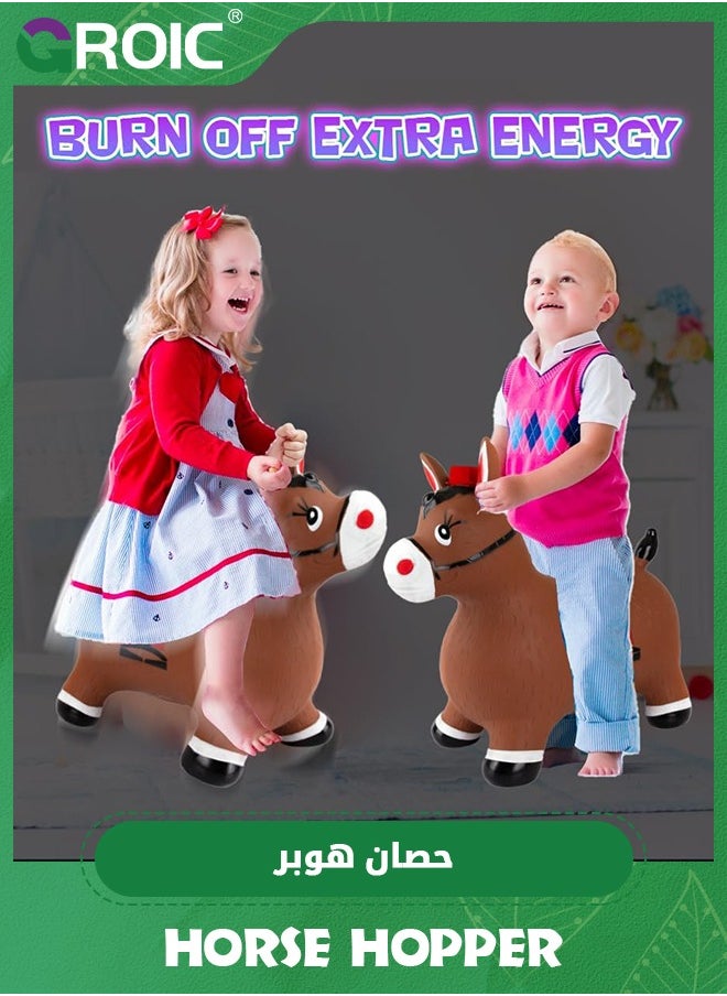 GROIC Bouncy Horse Hopper with Music,Ride on Rubber Horse for Active,Inflatable Horse Toy,Inflatable Jumping Hopping Horse,Bouncing Farm Animals  - Image 4