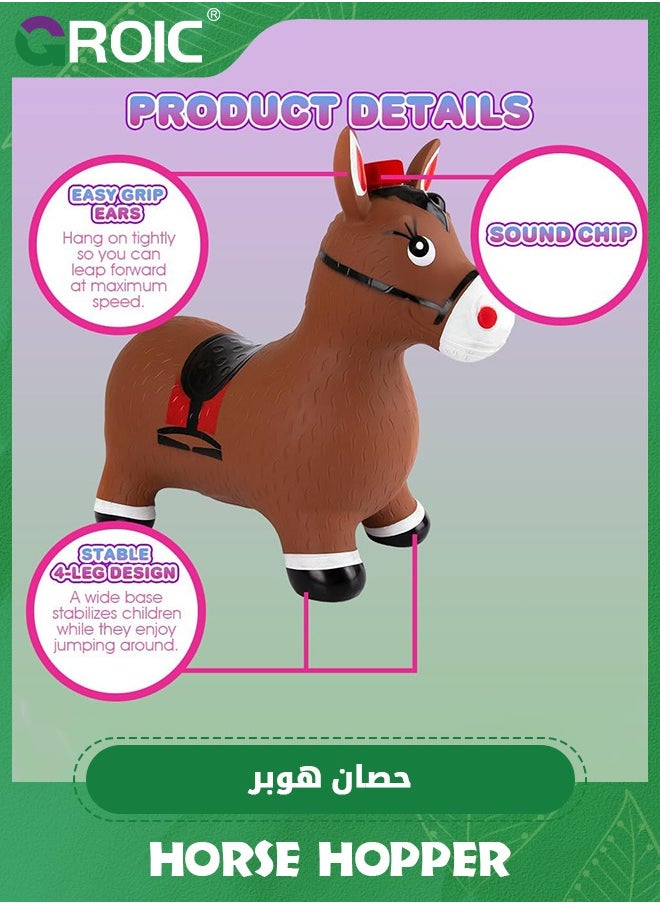 GROIC Bouncy Horse Hopper with Music,Ride on Rubber Horse for Active,Inflatable Horse Toy,Inflatable Jumping Hopping Horse,Bouncing Farm Animals  - Image 2