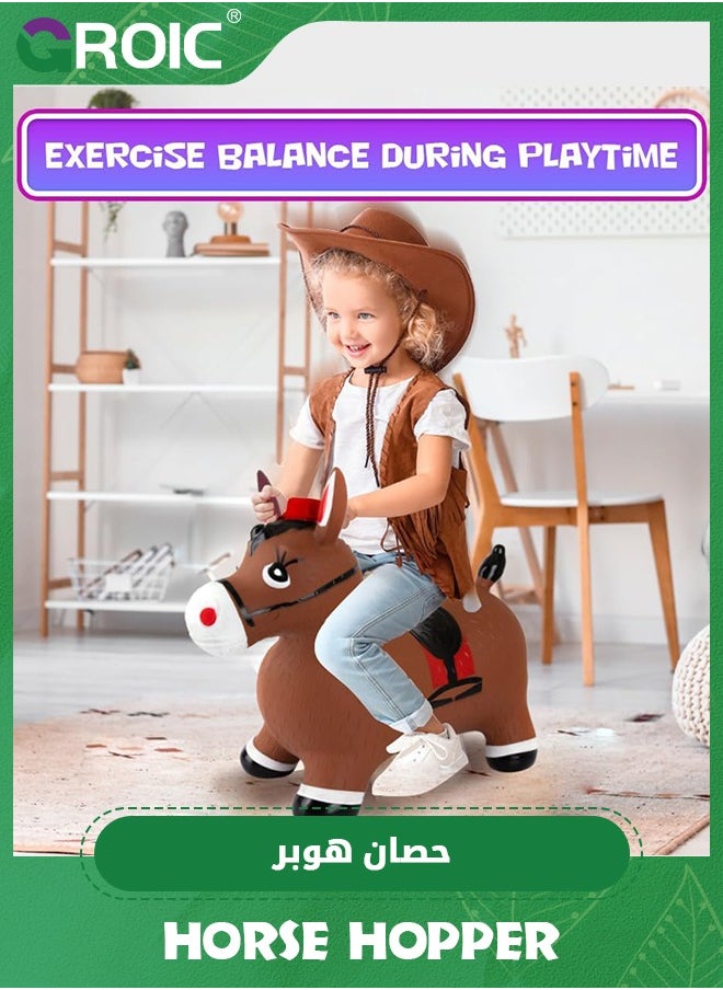 GROIC Bouncy Horse Hopper with Music,Ride on Rubber Horse for Active,Inflatable Horse Toy,Inflatable Jumping Hopping Horse,Bouncing Farm Animals  - Image 3