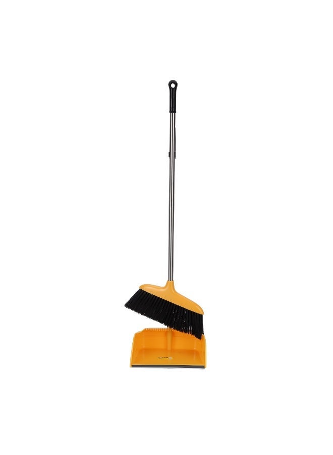 Royalford Long Handle Dustpan with Brush RF12787 Large and Wide Brush Head Durable Stiff Bristles with Long Handle and Comfortable Grip Multi-Purpose Cleaning Tool - Image 1