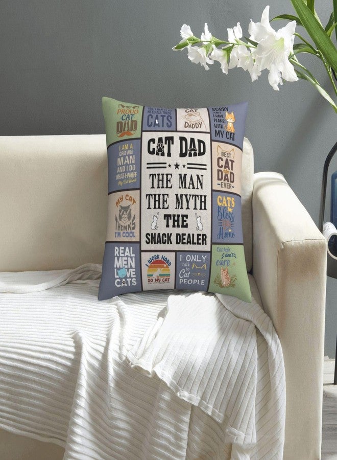 Skizbcw Christmas Cat Dad Gifts, Gifts for Cat Lovers, Cat Themed Gift, Cats Gift for Cats Lovers, Cat Dad Lovers Gifts for Men Throw Pillow Covers 18 x 18 Inch - Image 3