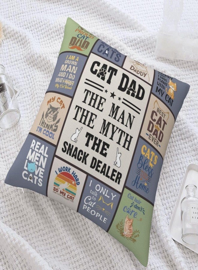 Skizbcw Christmas Cat Dad Gifts, Gifts for Cat Lovers, Cat Themed Gift, Cats Gift for Cats Lovers, Cat Dad Lovers Gifts for Men Throw Pillow Covers 18 x 18 Inch - Image 2