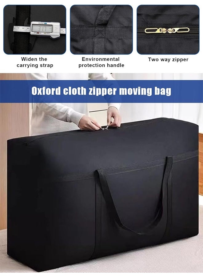 DUNISO 2Pcs Oxford Storage Bags，Extra Large Moving Bags with Strong Zippers & Carrying Handles，Space Saving, Portable and Foldable, for Moving, Traveling, Business，110*60*35cm，Black - Image 5