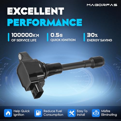 Magorfas Ignition Coil for Nissan Altima Rogue Sentra Cube Versa NV200 2.5L 1.8L 1.6L, Infiniti FX50 M56 QX60 QX70 5.6L 5L 07 08 09 10 11 12 13 14 15 16 17 18 19 UF549 UF509 5C1753-4 Set - Image 2