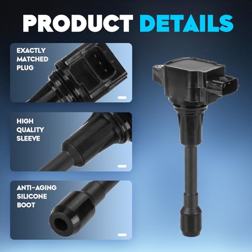 Magorfas Ignition Coil for Nissan Altima Rogue Sentra Cube Versa NV200 2.5L 1.8L 1.6L, Infiniti FX50 M56 QX60 QX70 5.6L 5L 07 08 09 10 11 12 13 14 15 16 17 18 19 UF549 UF509 5C1753-4 Set - Image 3
