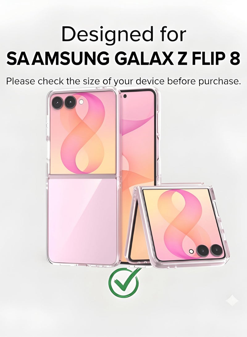 بورتوني جراب شفاف لهاتف Samsung Galaxy Z Flip 8 – غطاء حماية مقاوم للخدش، بظهر صلب من البولي كربونات (PC) ومقاوم للسقوط والاصفرار، وتصميم فائق النحافة. - Image 2