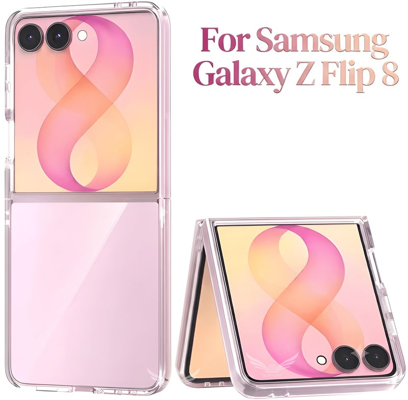 بورتوني جراب شفاف لهاتف Samsung Galaxy Z Flip 8 – غطاء حماية مقاوم للخدش، بظهر صلب من البولي كربونات (PC) ومقاوم للسقوط والاصفرار، وتصميم فائق النحافة. - Image 1
