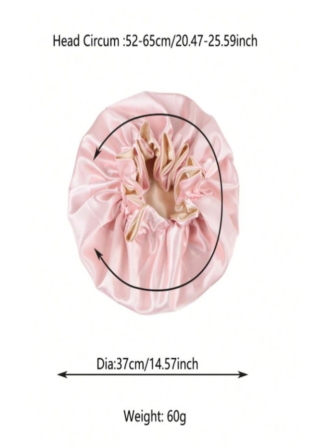 The Blush Spot قبعة نوم ساتان من ذا بلاش سبوت - قبعة نوم قابلة للعكس - قبعة نوم حريرية مبطنة بطبقتين من الساتان باللونين الوردي والشمبانيا - قبعات نوم للنساء - Image 5