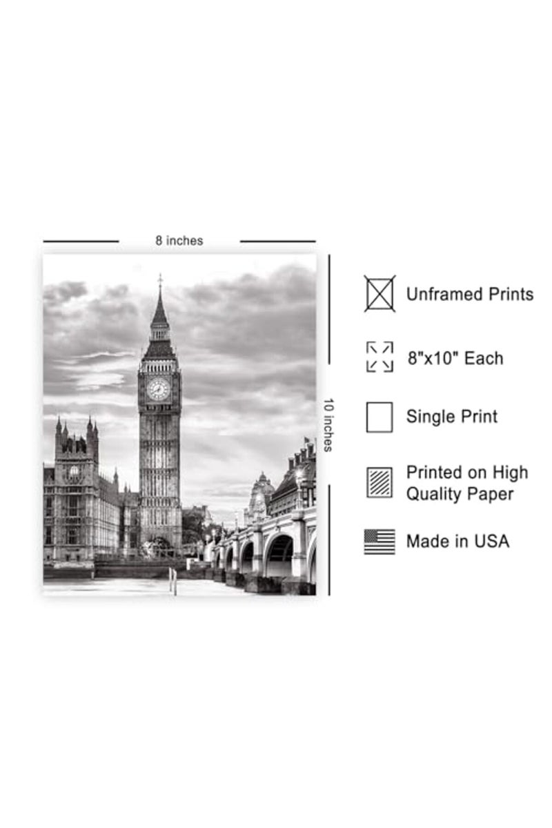 Poster Master ملصق ماستر بيغ بن - طباعة برج إليزابيث - فن لندن - فن التصوير - فن السفر - فن المدينة - فن الساعة العظيمة - فن المعالم التاريخية - ديكور غرفة المعيشة - 8x10 بدون إطار - Image 2