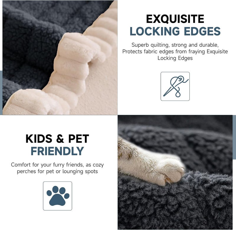 OTOB Couch Covers for Sofa Pet Friendly, Washable & Non Slip Fuzzy Dog Couch Cover Sofa Slipcovers Love Seat, Soft Plush Cozy Furniture Protector Cushion Mat, All Seasons (Dark Gray, 27.6" x 59.1") - Image 3