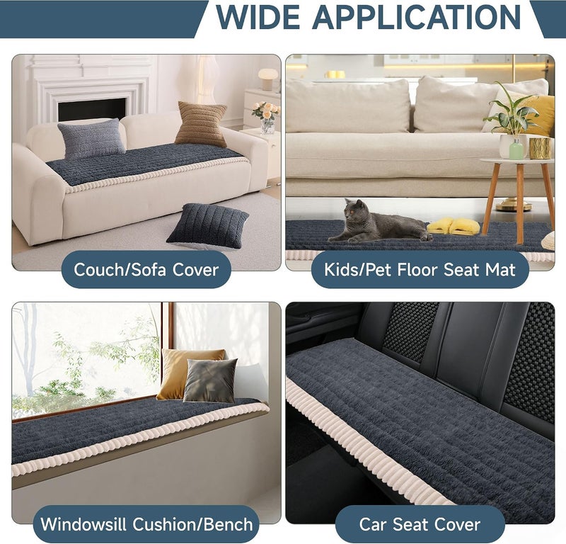 OTOB Couch Covers for Sofa Pet Friendly, Washable & Non Slip Fuzzy Dog Couch Cover Sofa Slipcovers Love Seat, Soft Plush Cozy Furniture Protector Cushion Mat, All Seasons (Dark Gray, 27.6" x 59.1") - Image 5